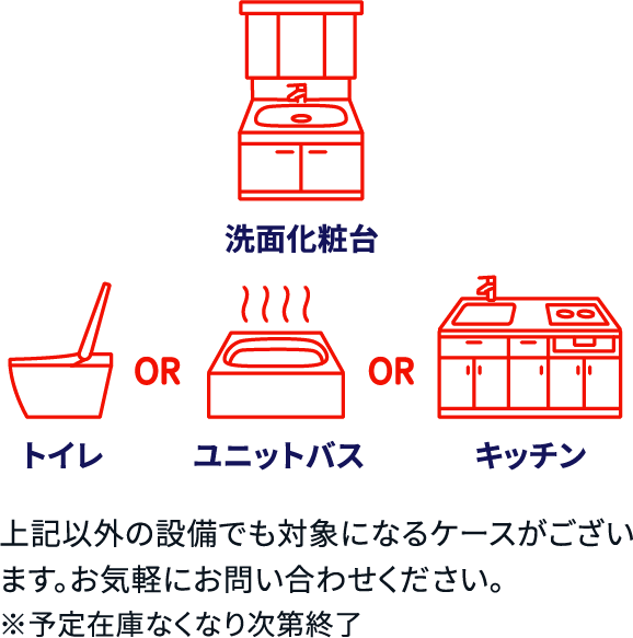 洗面化粧台・トイレ・ユニットバス・キッチン